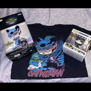 Catwoman Funko Pop Hero Vinyl Figure and T-Shirt